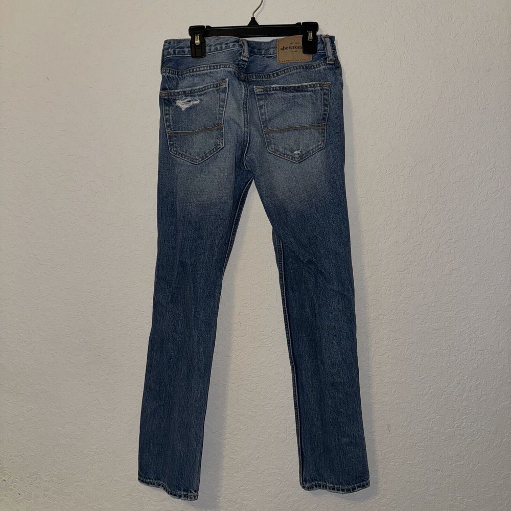 Abercrombie & Fitch Jeans Girls 16 Blue Denim 100% Cotton Slim-Fit Distressed - Picture 3 of 7